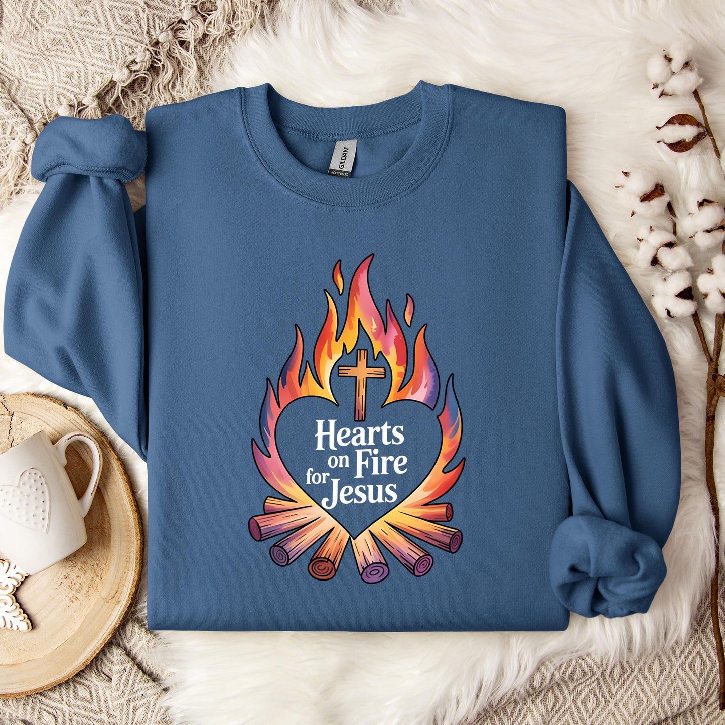 Hearts On Fire For Jesus Sweatshirt