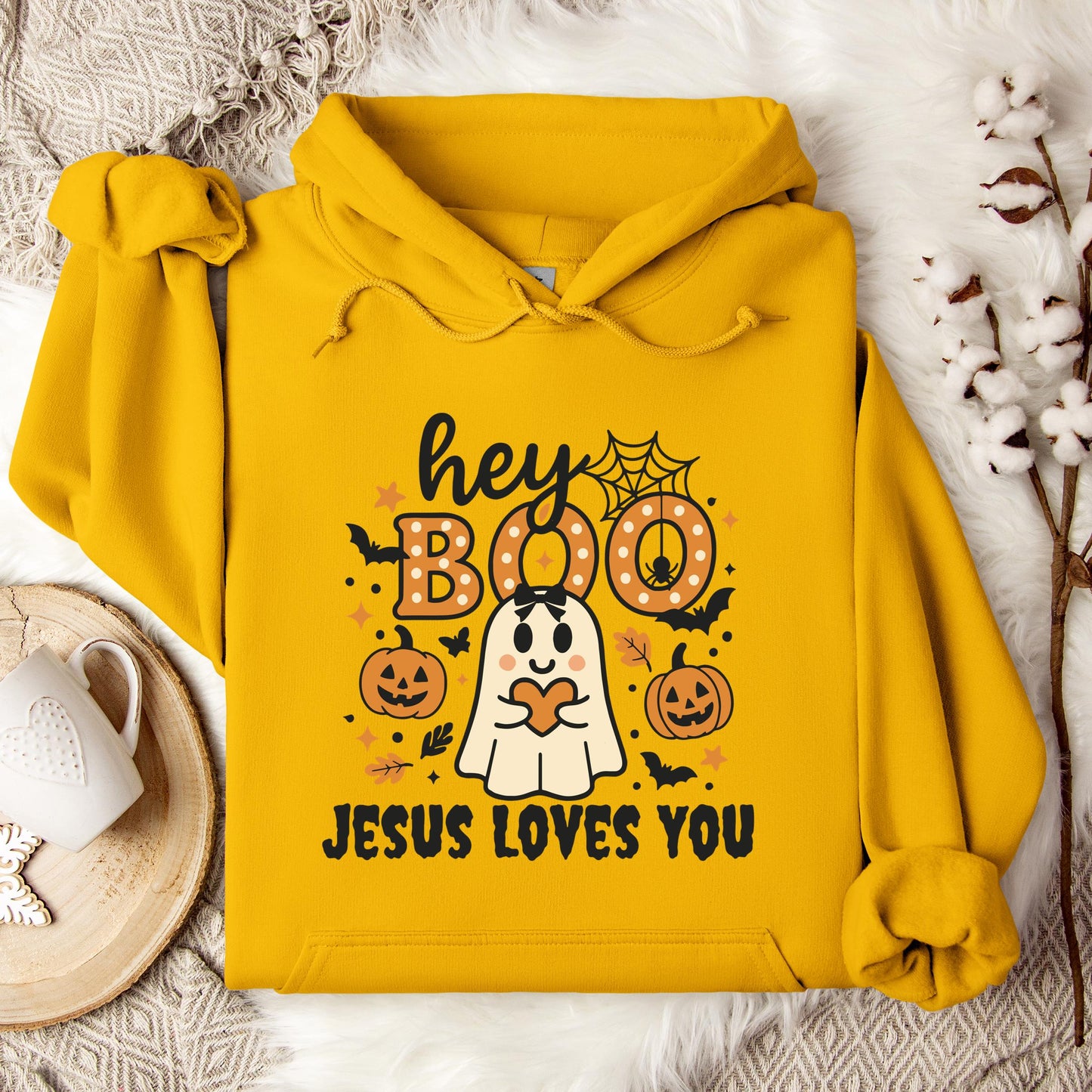 Hey Boo Jesus Loves You Hoodie
