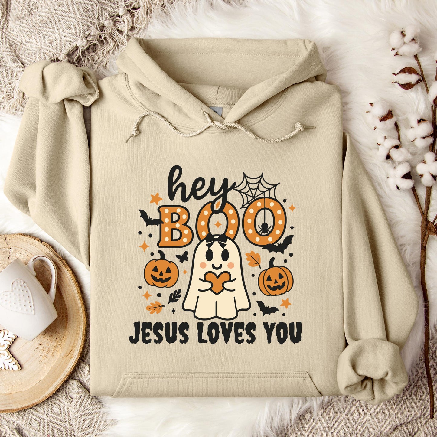 Hey Boo Jesus Loves You Hoodie