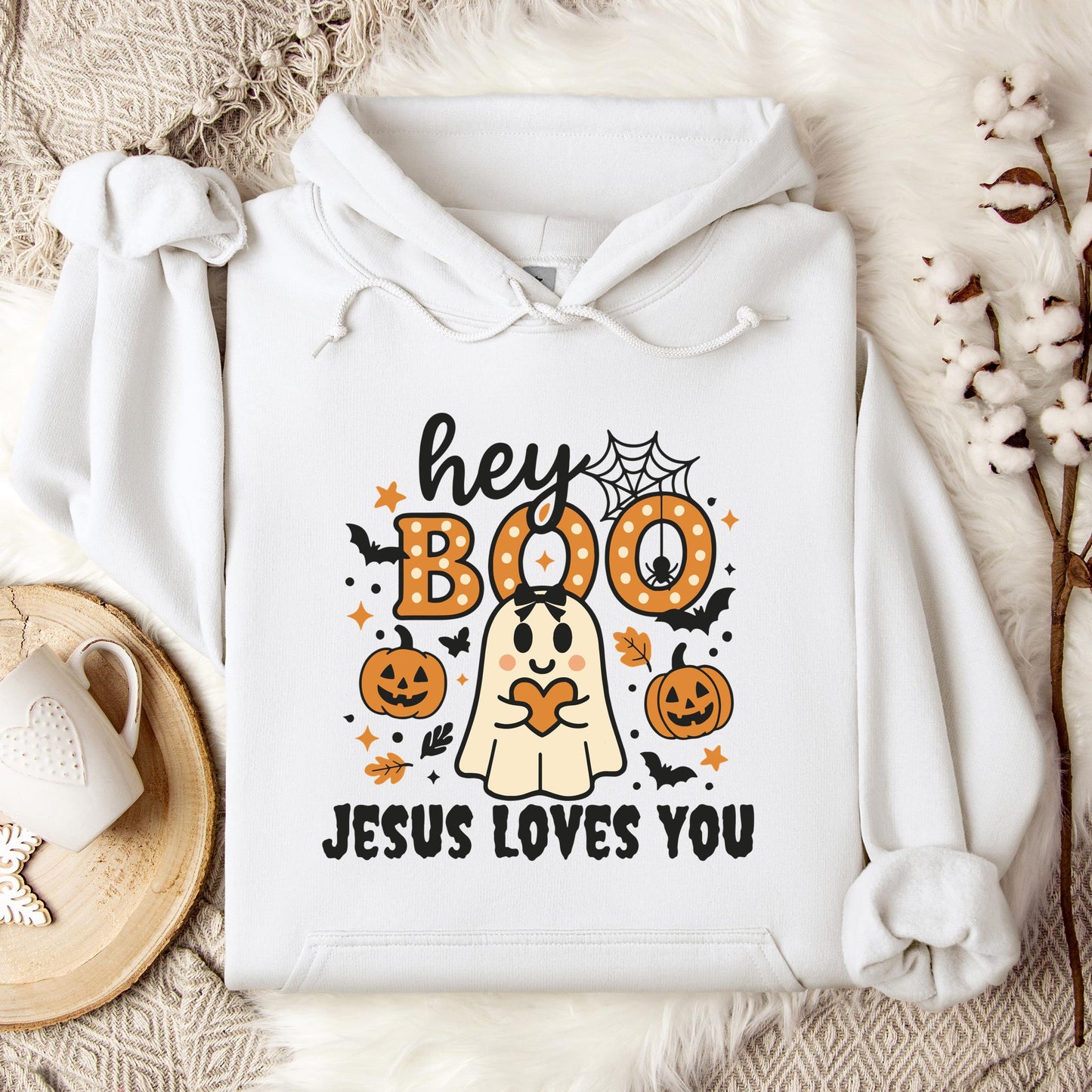 Hey Boo Jesus Loves You Hoodie