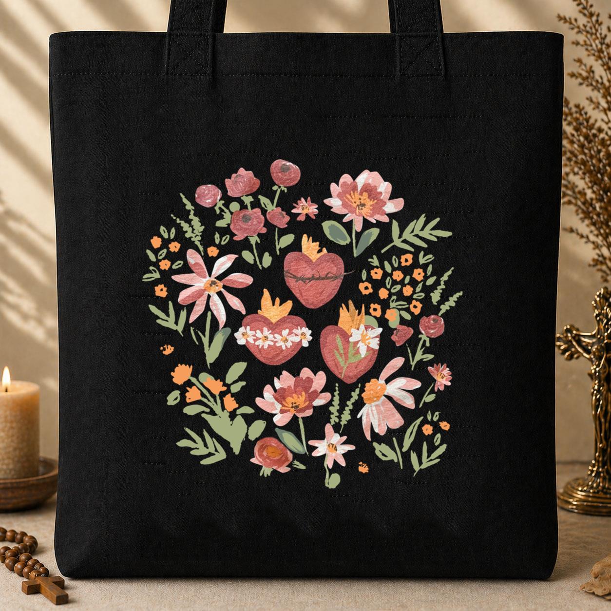 Holy Family Hearts Tote Bag