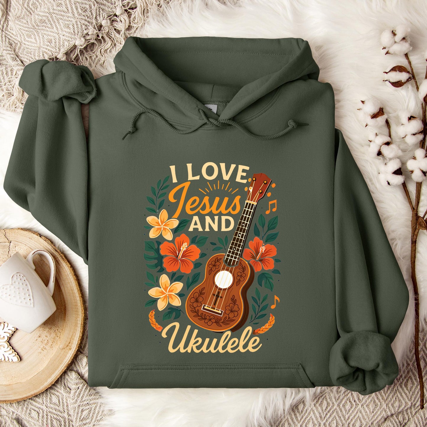 I Love Jesus And Ukulele Hoodie