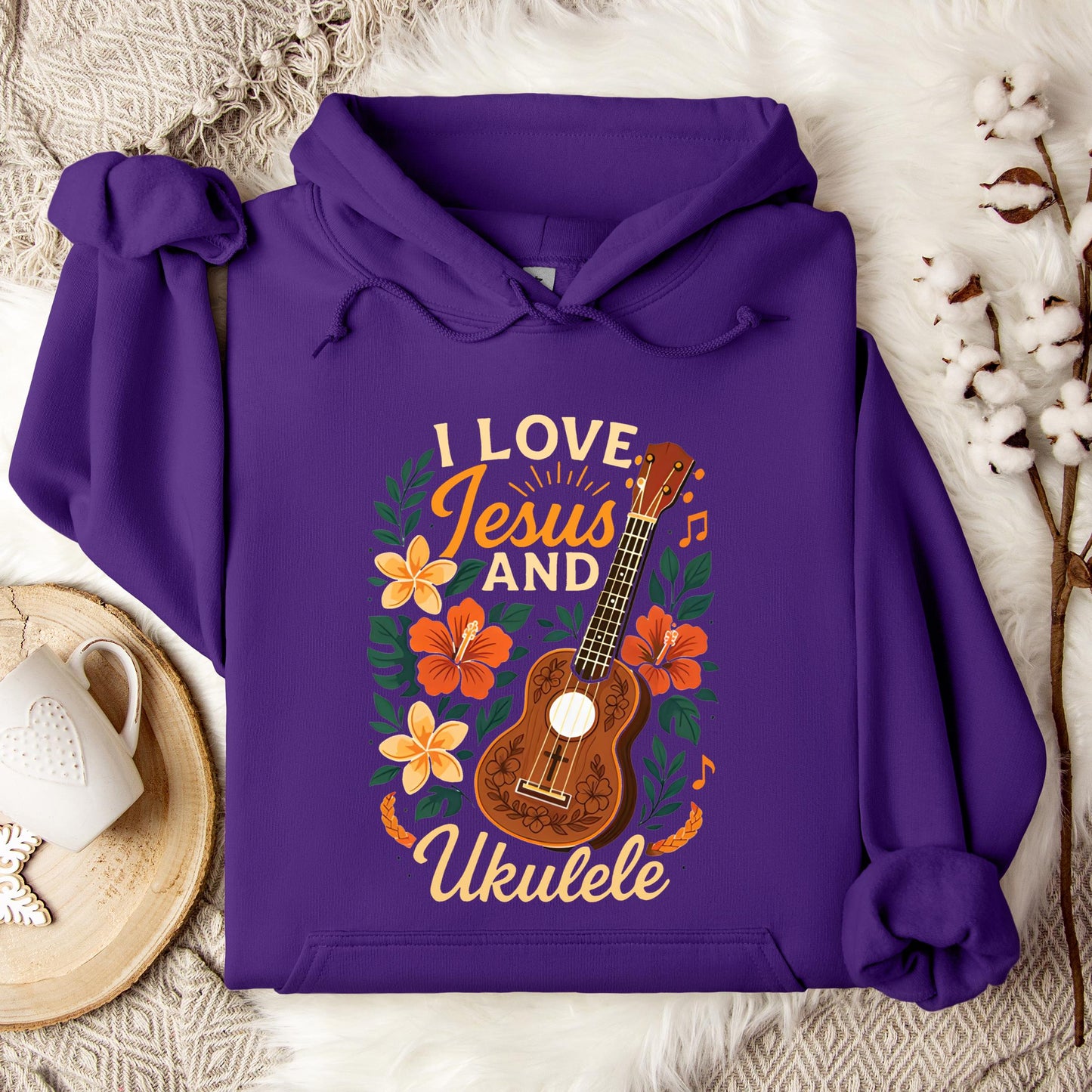 I Love Jesus And Ukulele Hoodie