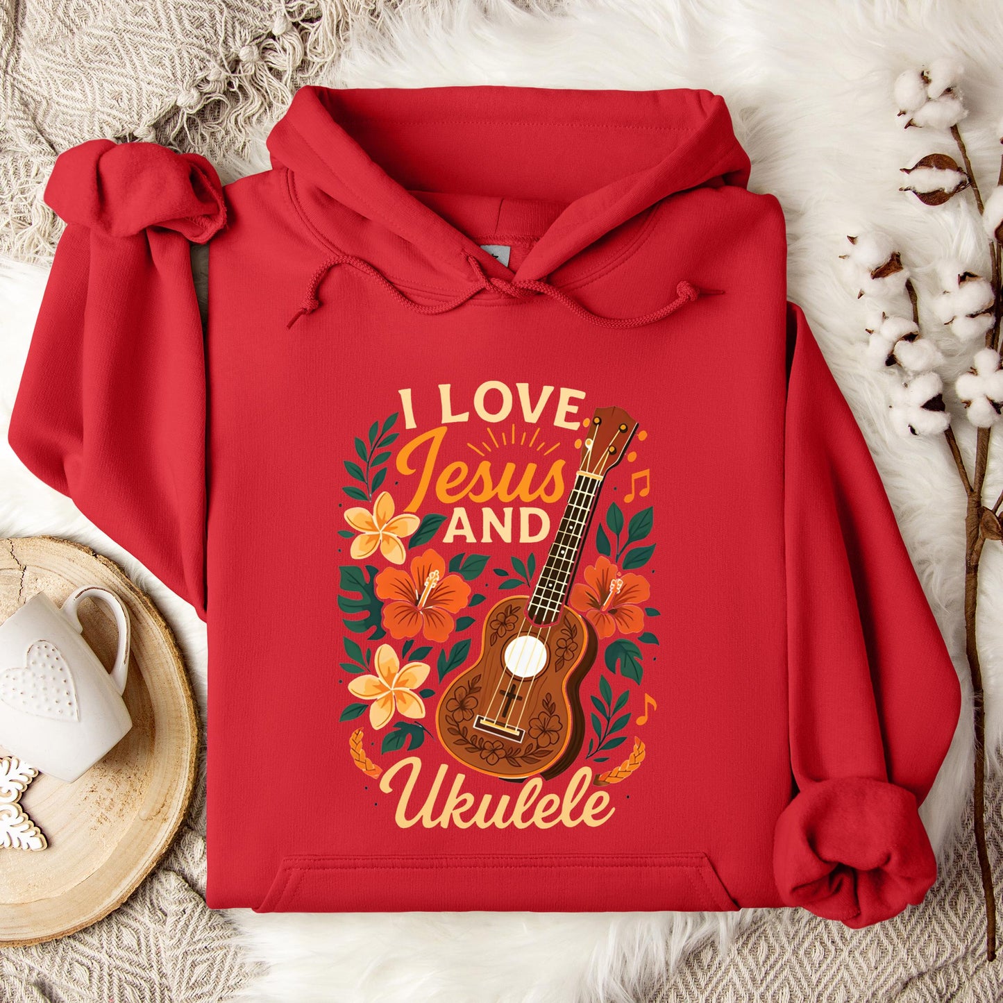 I Love Jesus And Ukulele Hoodie