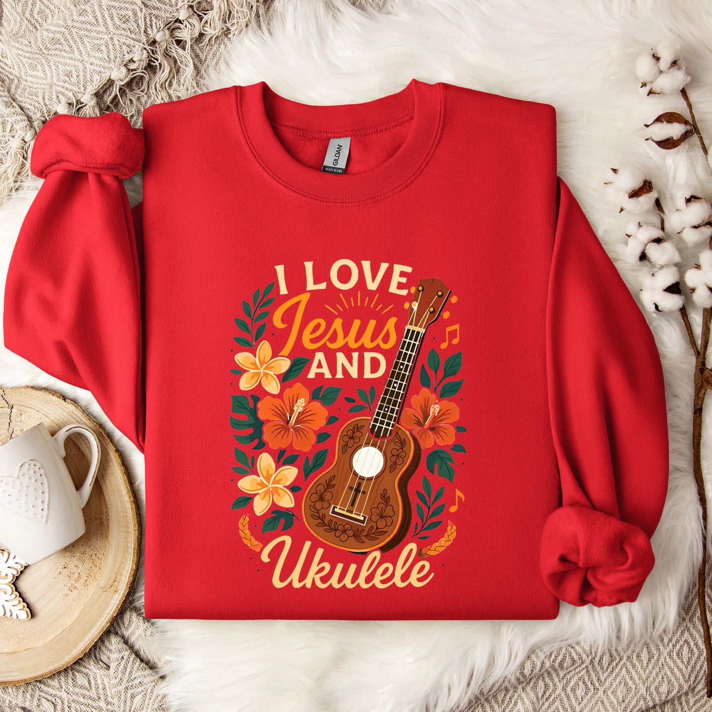 I Love Jesus And Ukulele Sweatshirt