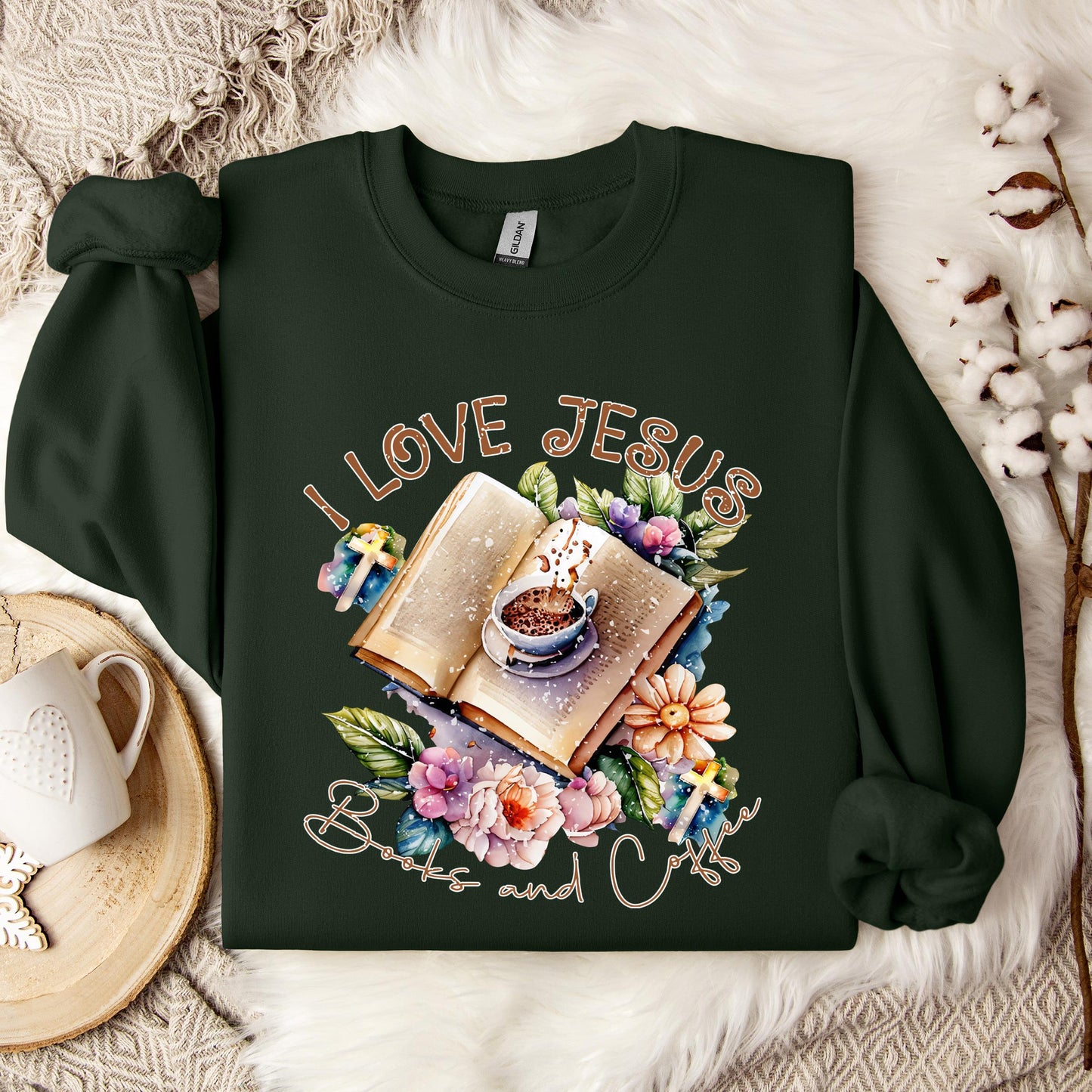 I Love Jesus Books And Coffee Sweatshirt