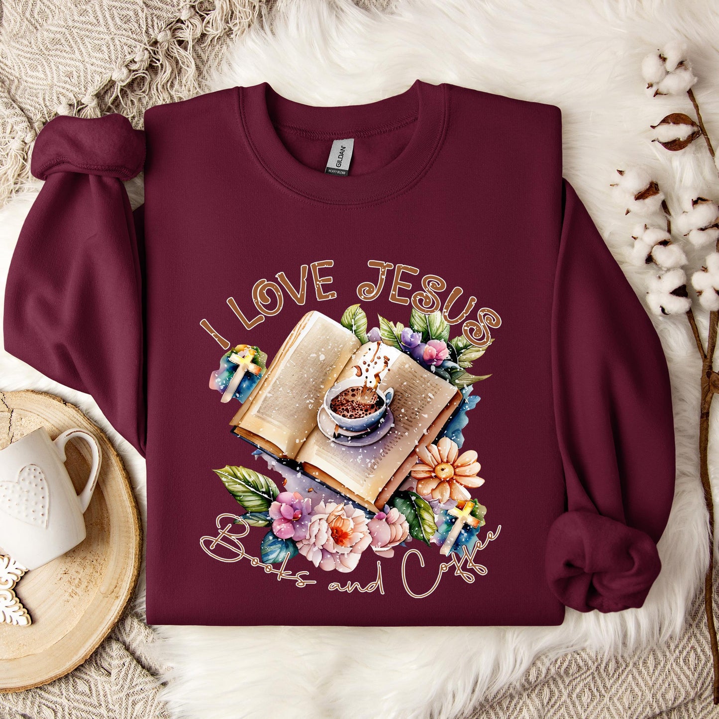 I Love Jesus Books And Coffee Sweatshirt