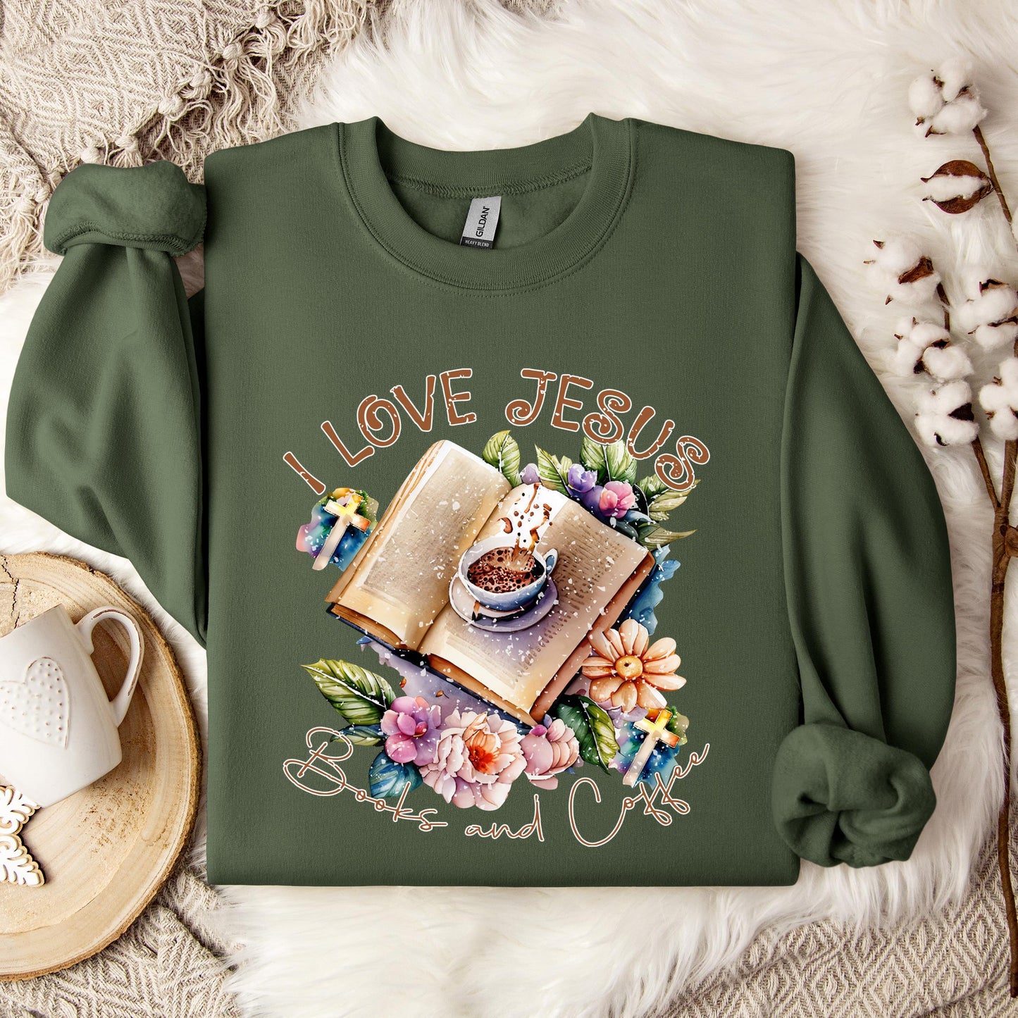 I Love Jesus Books And Coffee Sweatshirt