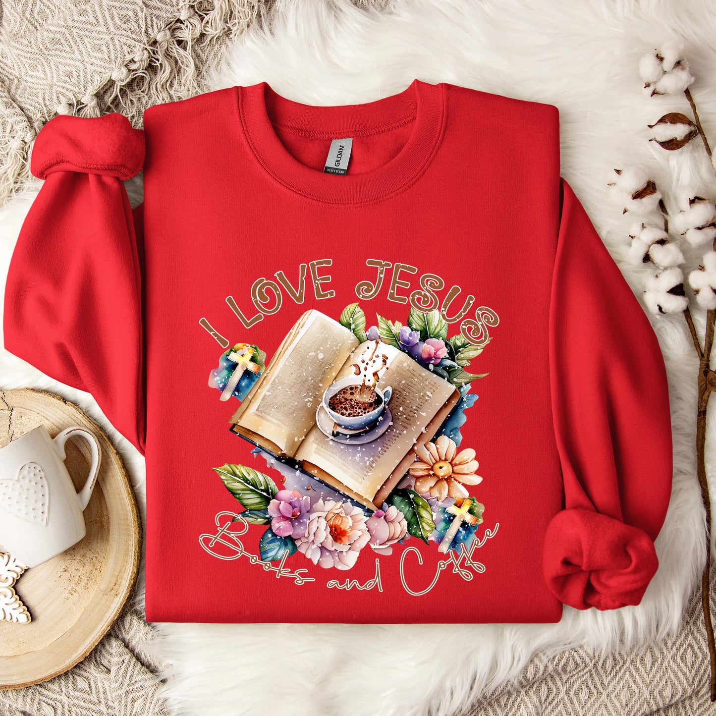 I Love Jesus Books And Coffee Sweatshirt