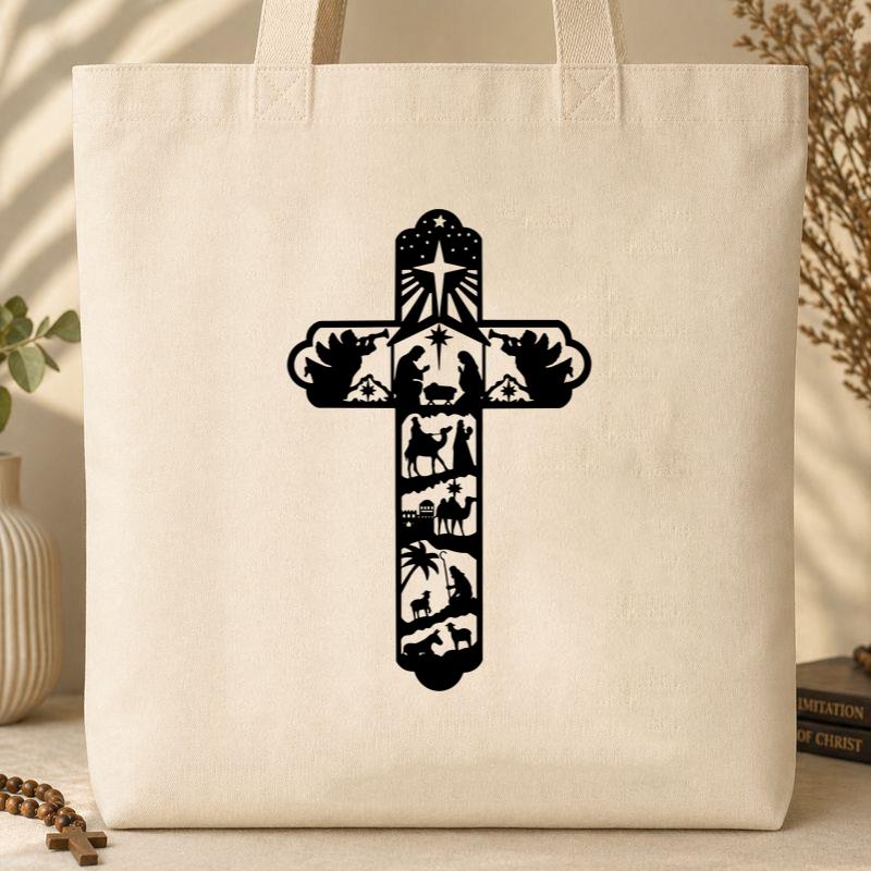 Jesus Cross Christmas Tote Bag