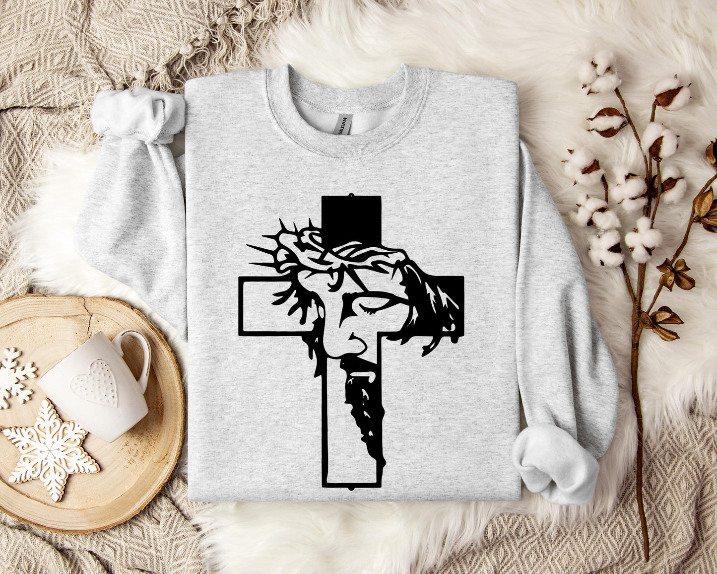 Jesus Cross Crown Of Thorns Sweatshirt