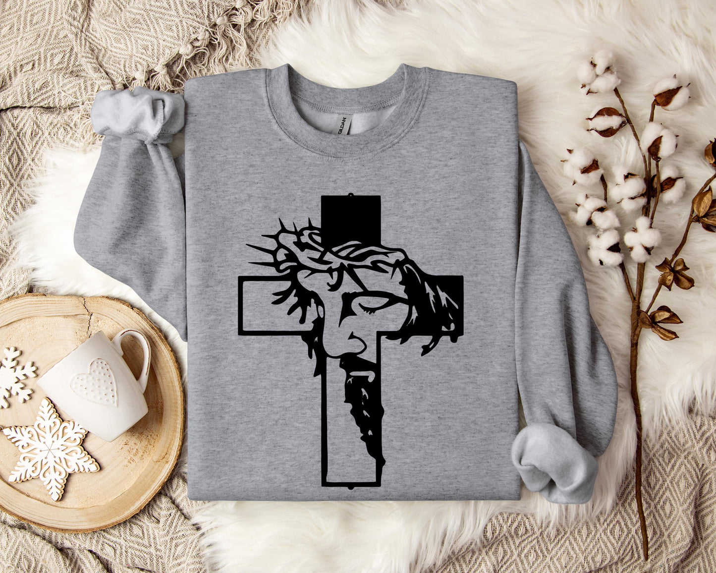 Jesus Cross Crown Of Thorns Sweatshirt
