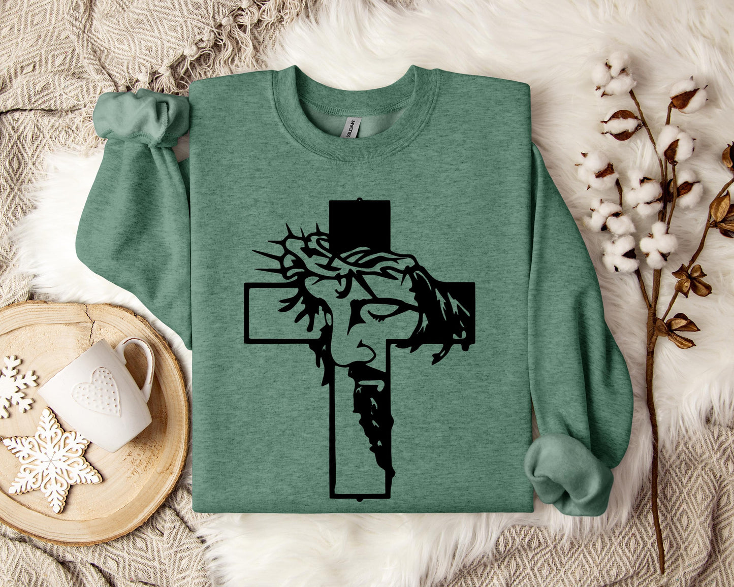 Jesus Cross Crown Of Thorns Sweatshirt
