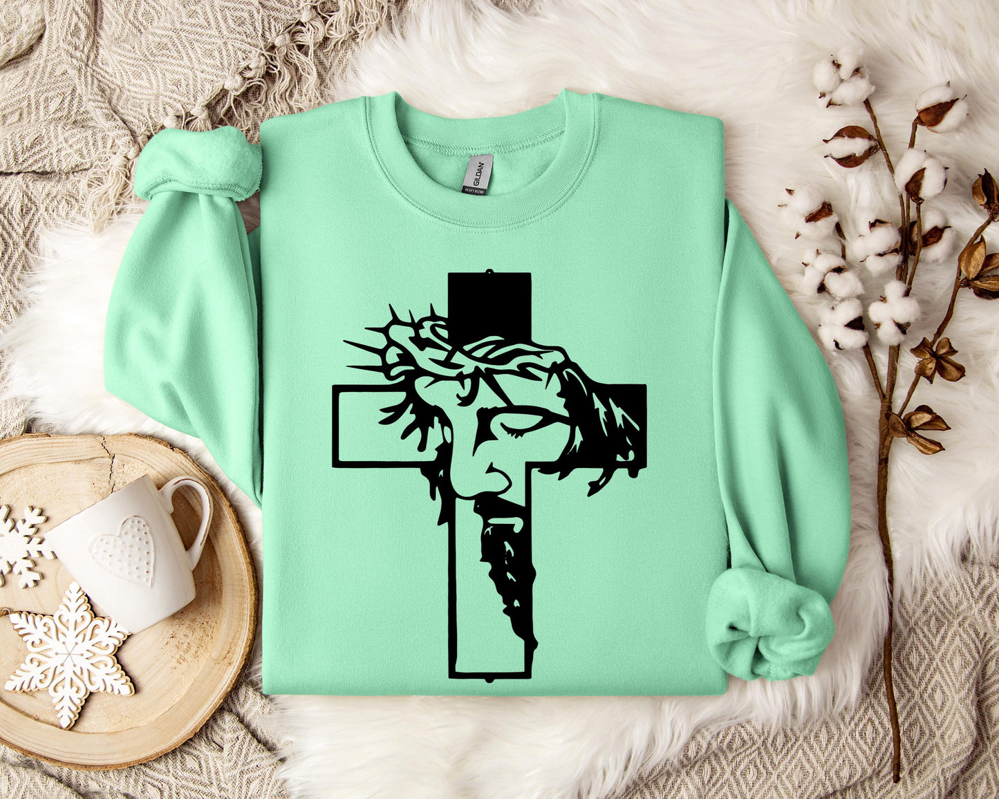 Jesus Cross Crown Of Thorns Sweatshirt