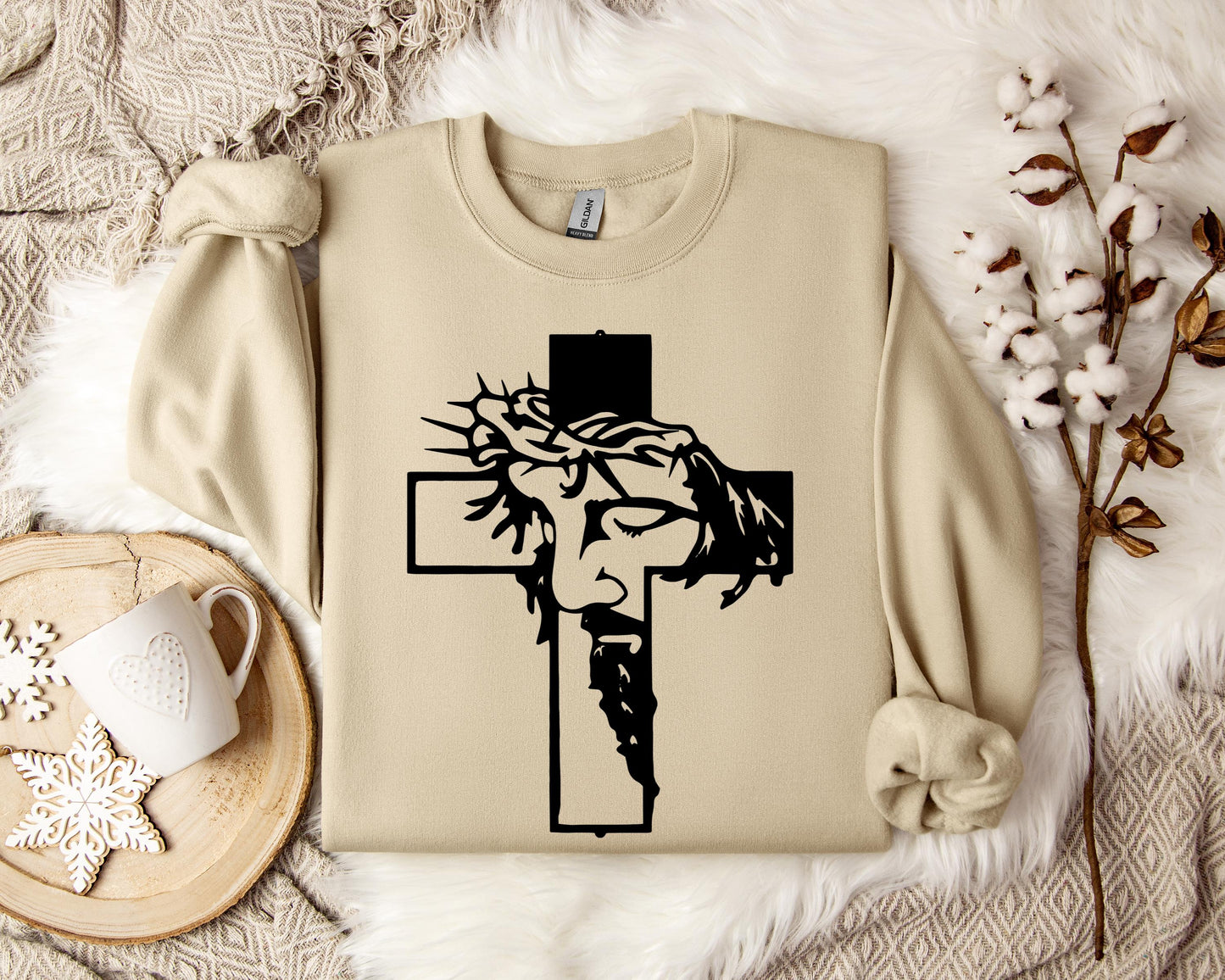 Jesus Cross Crown Of Thorns Sweatshirt