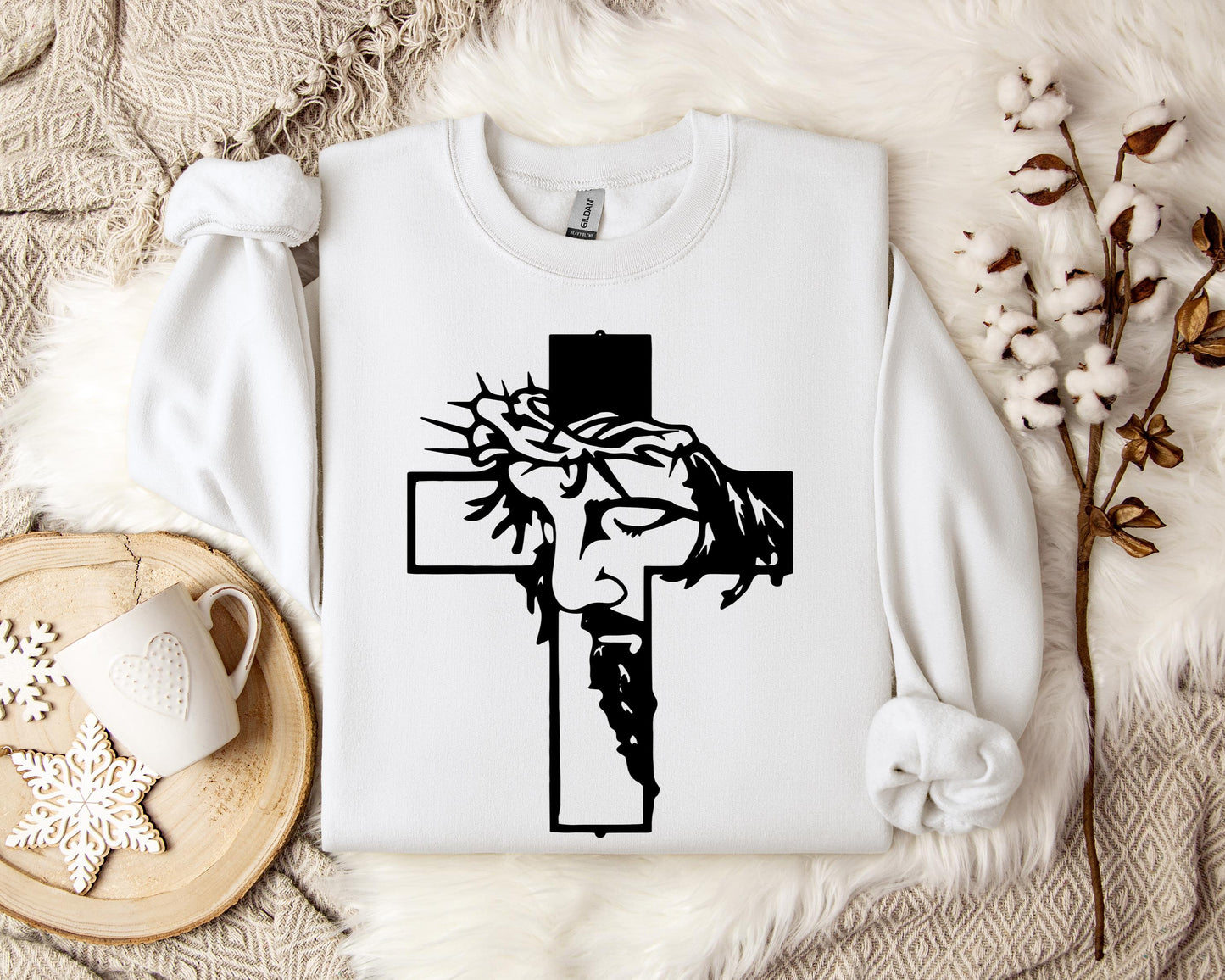 Jesus Cross Crown Of Thorns Sweatshirt