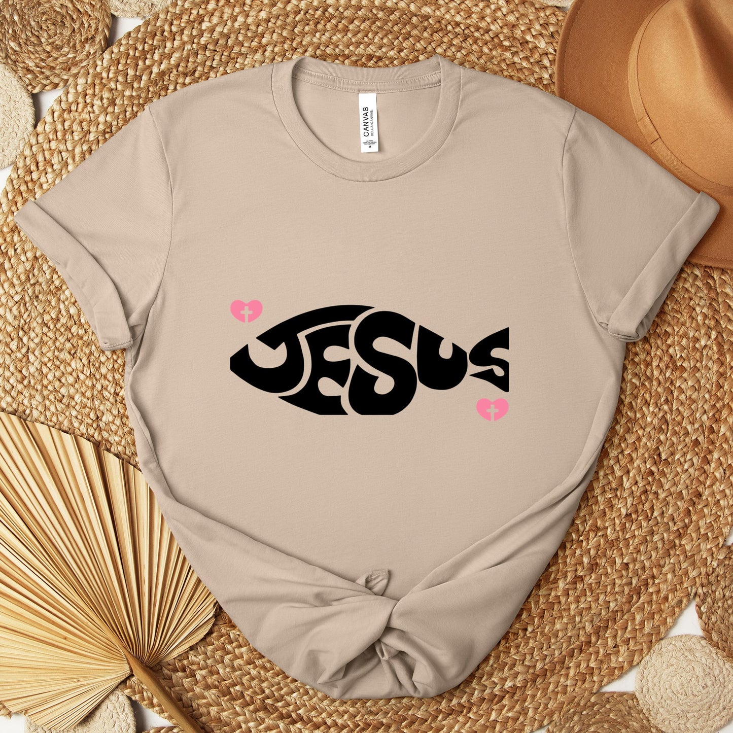 Jesus Fish Cross In Heart Premium T-shirt