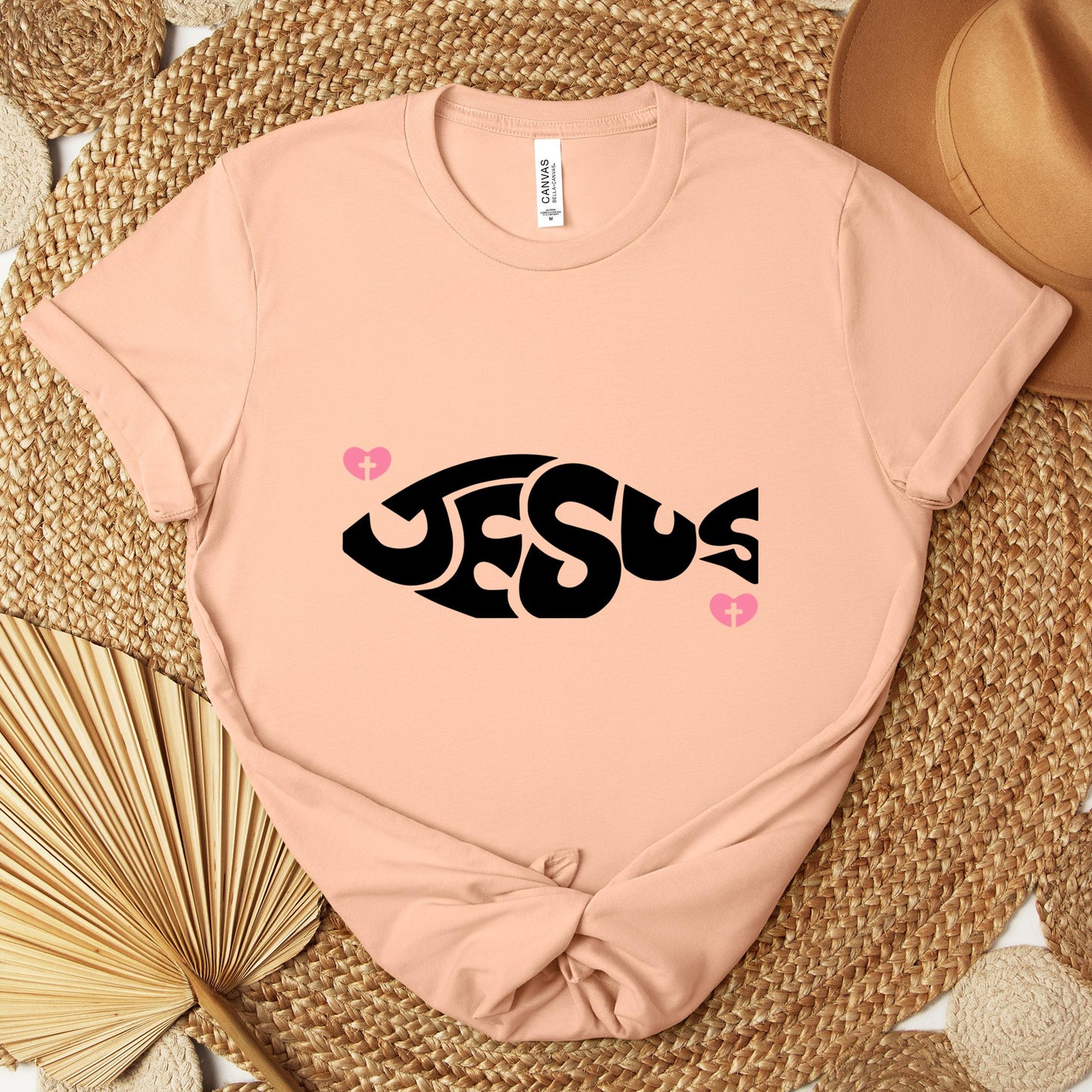 Jesus Fish Cross In Heart Premium T-shirt