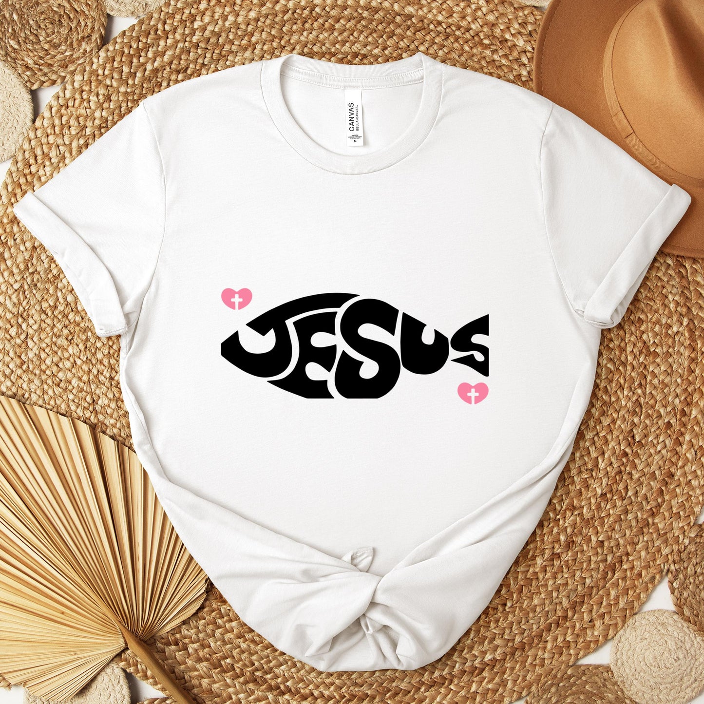 Jesus Fish Cross In Heart Premium T-shirt