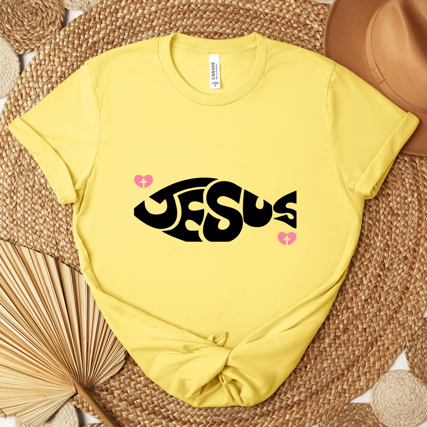 Jesus Fish Cross In Heart Premium T-shirt