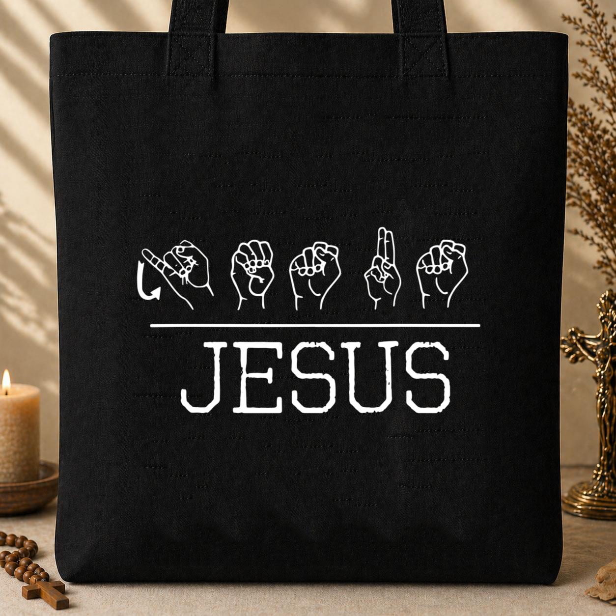 Jesus Hand Signs Tote Bag