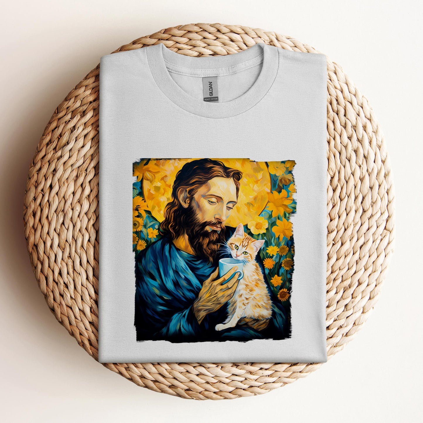 Jesus Holding A Cat Painting