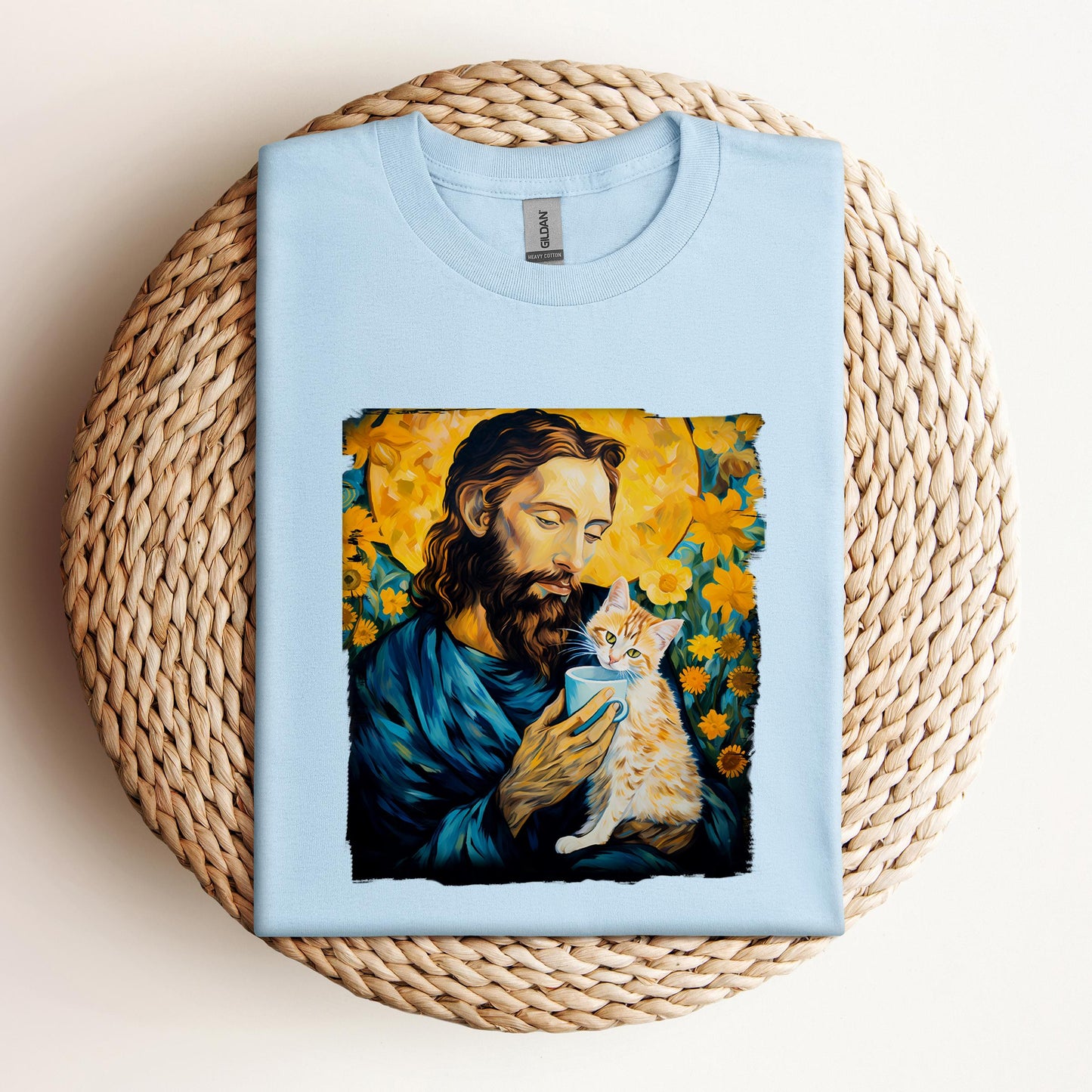 Jesus Holding A Cat Painting