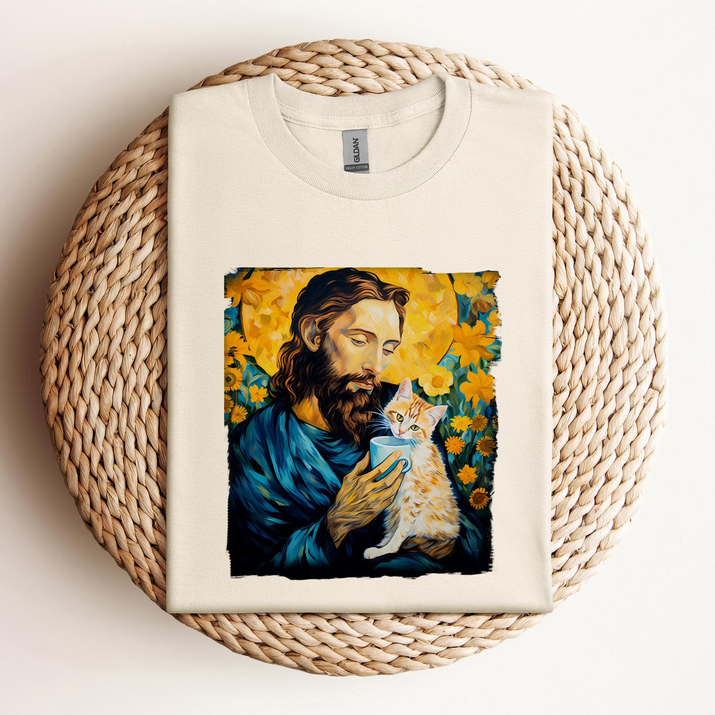 Jesus Holding A Cat Painting