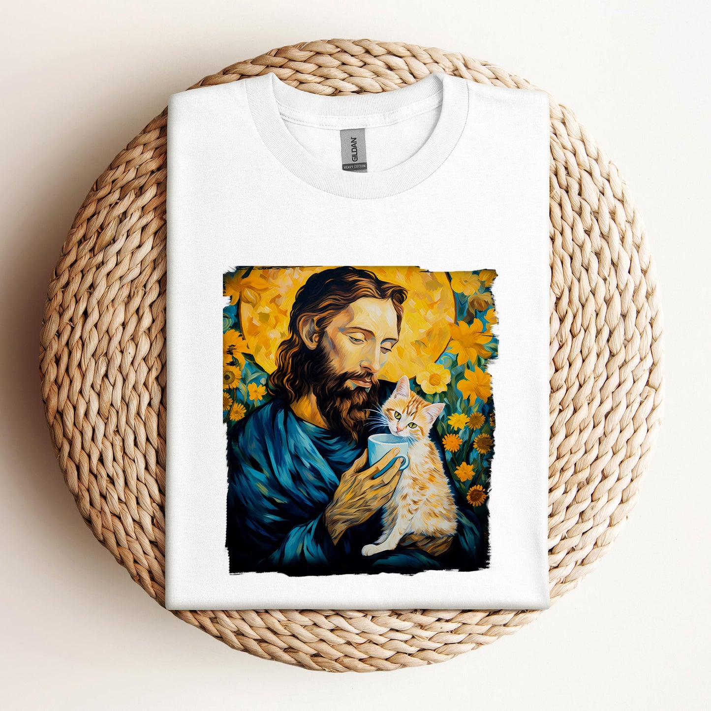 Jesus Holding A Cat Painting