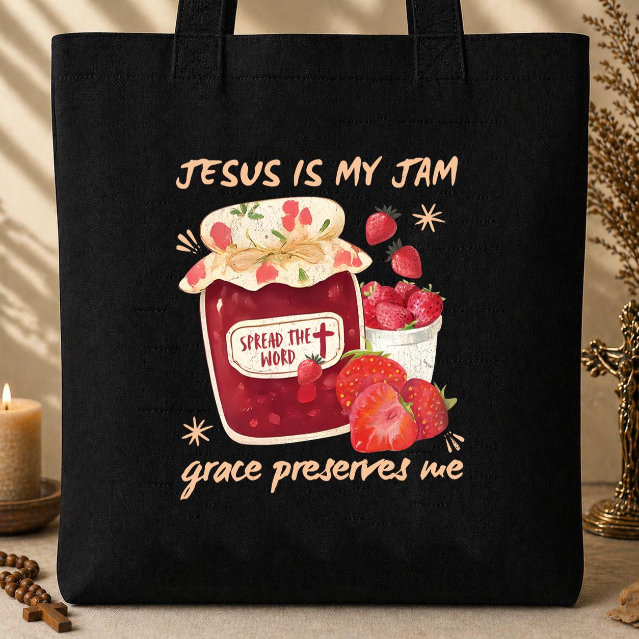 Jesus Is My Jam Grace Preserves Me Tote Bag