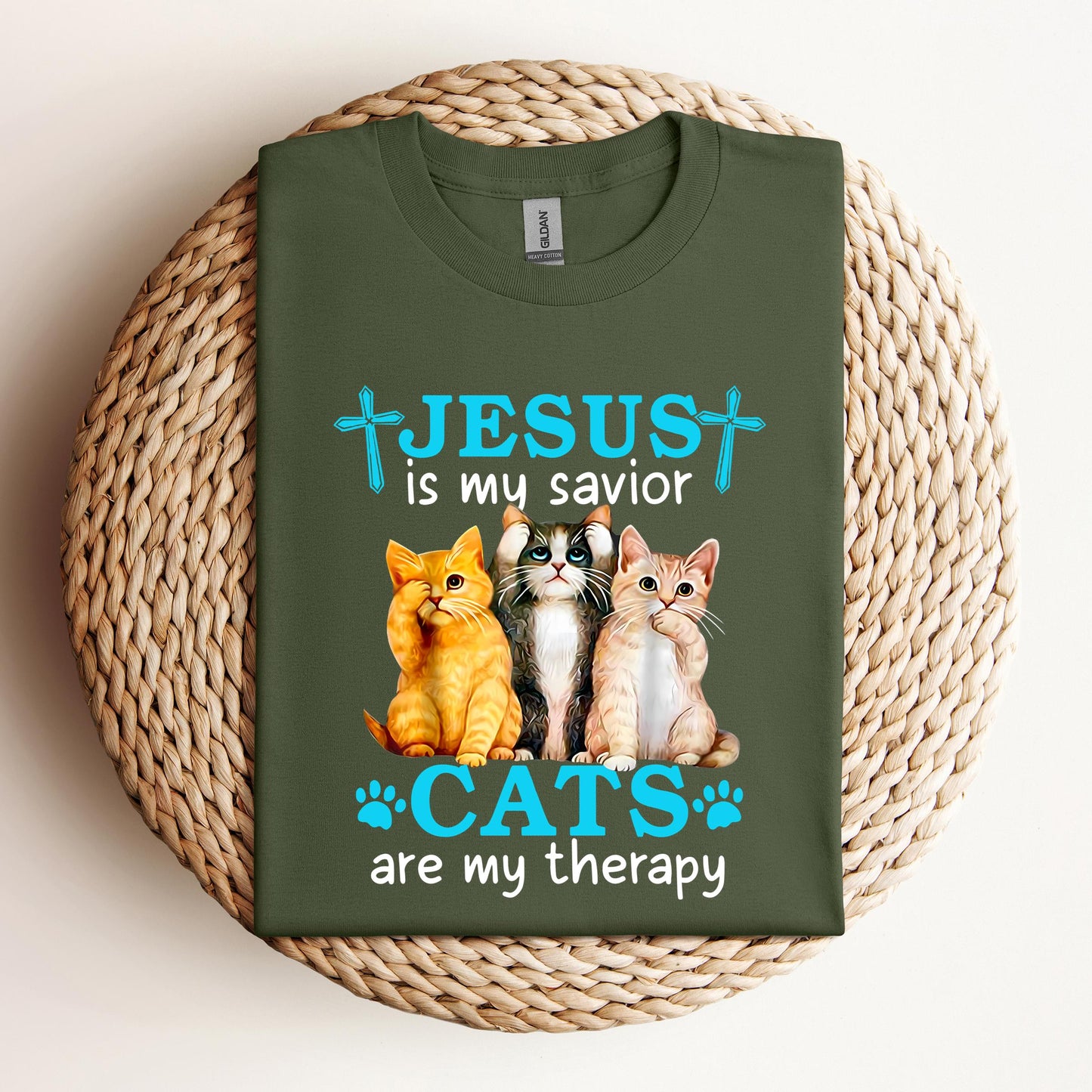 Jesus Is My Savior Cats Are My Therapy