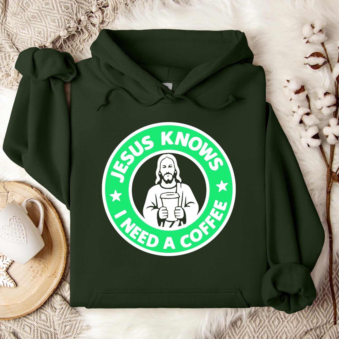 Jesus Knows I Need A Coffee Hoodie