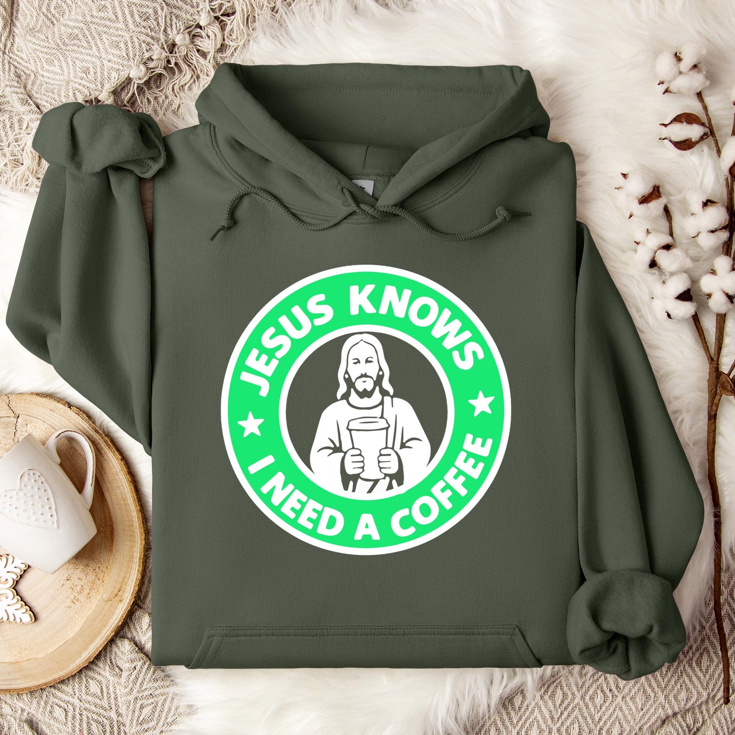 Jesus Knows I Need A Coffee Hoodie