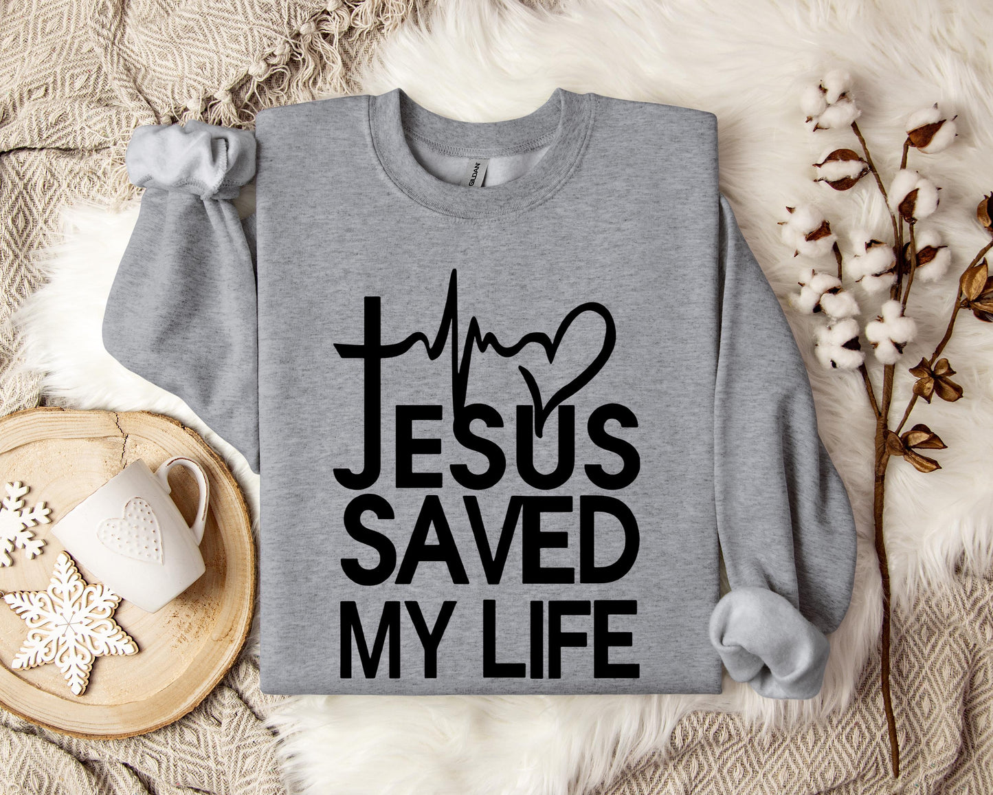 Jesus Saved My Life Heart Sweatshirt