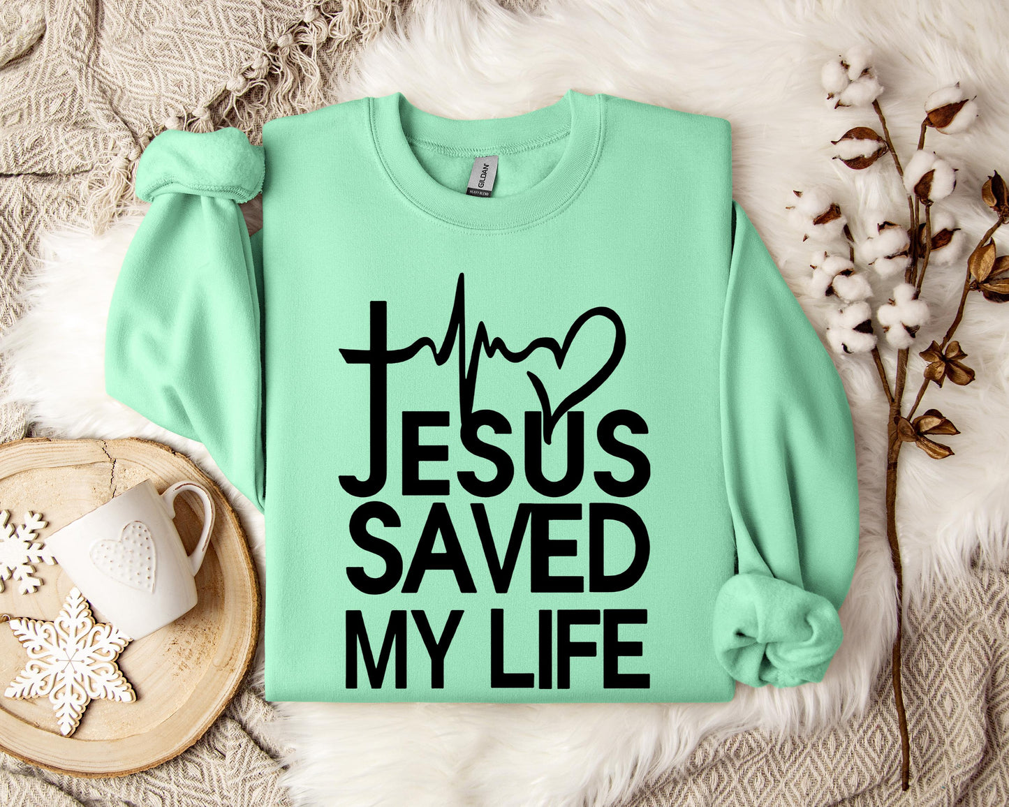 Jesus Saved My Life Heart Sweatshirt