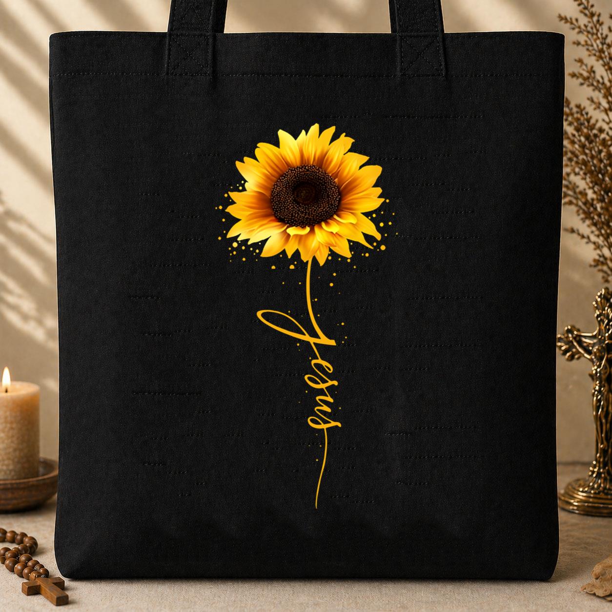 Jesus Sunflower Tote Bag