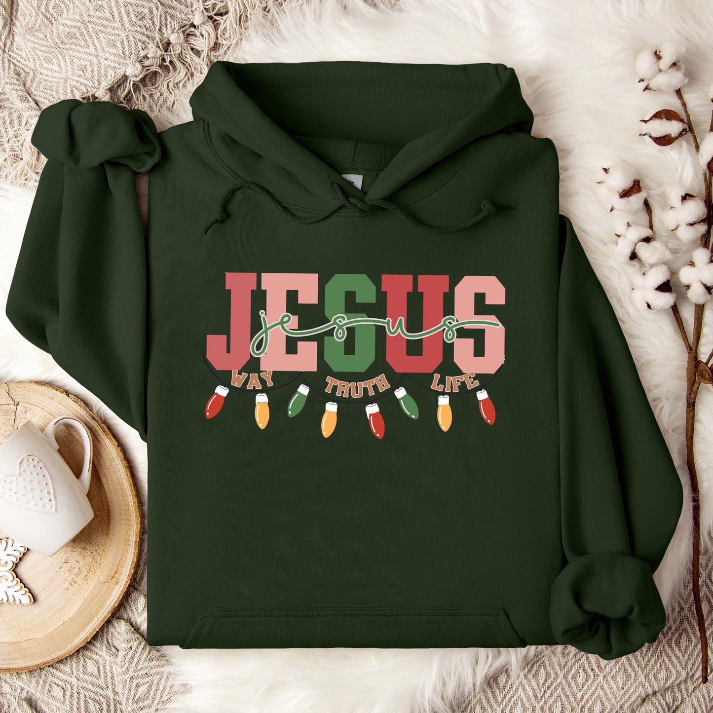 Jesus Way Truth Life Christmas Hoodie