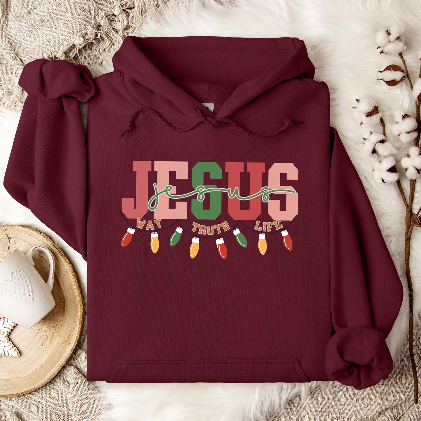 Jesus Way Truth Life Christmas Hoodie