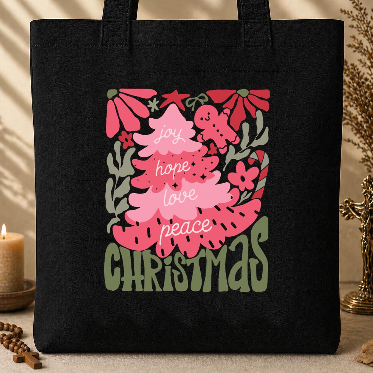 Joy Hope Love Peace Christmas Tote Bag