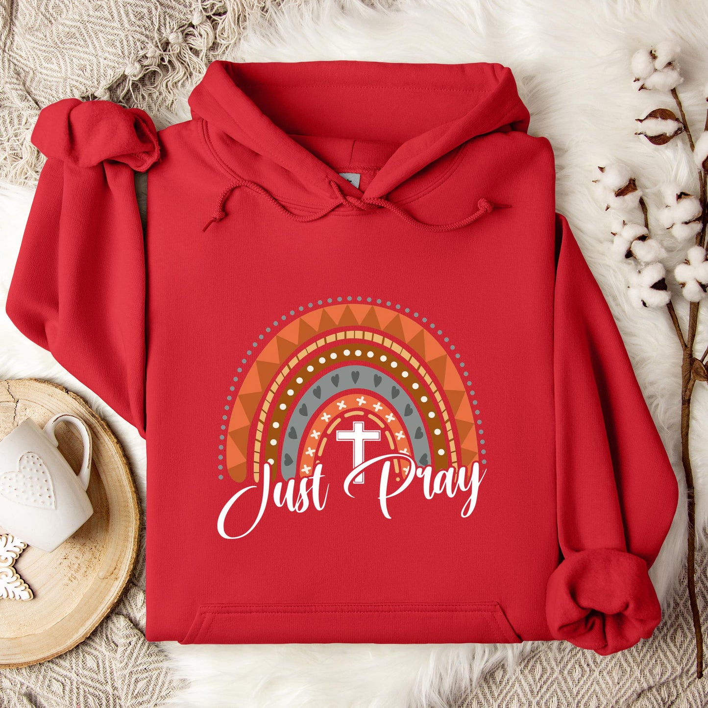 Just Pray Boho Rainbow Hoodie