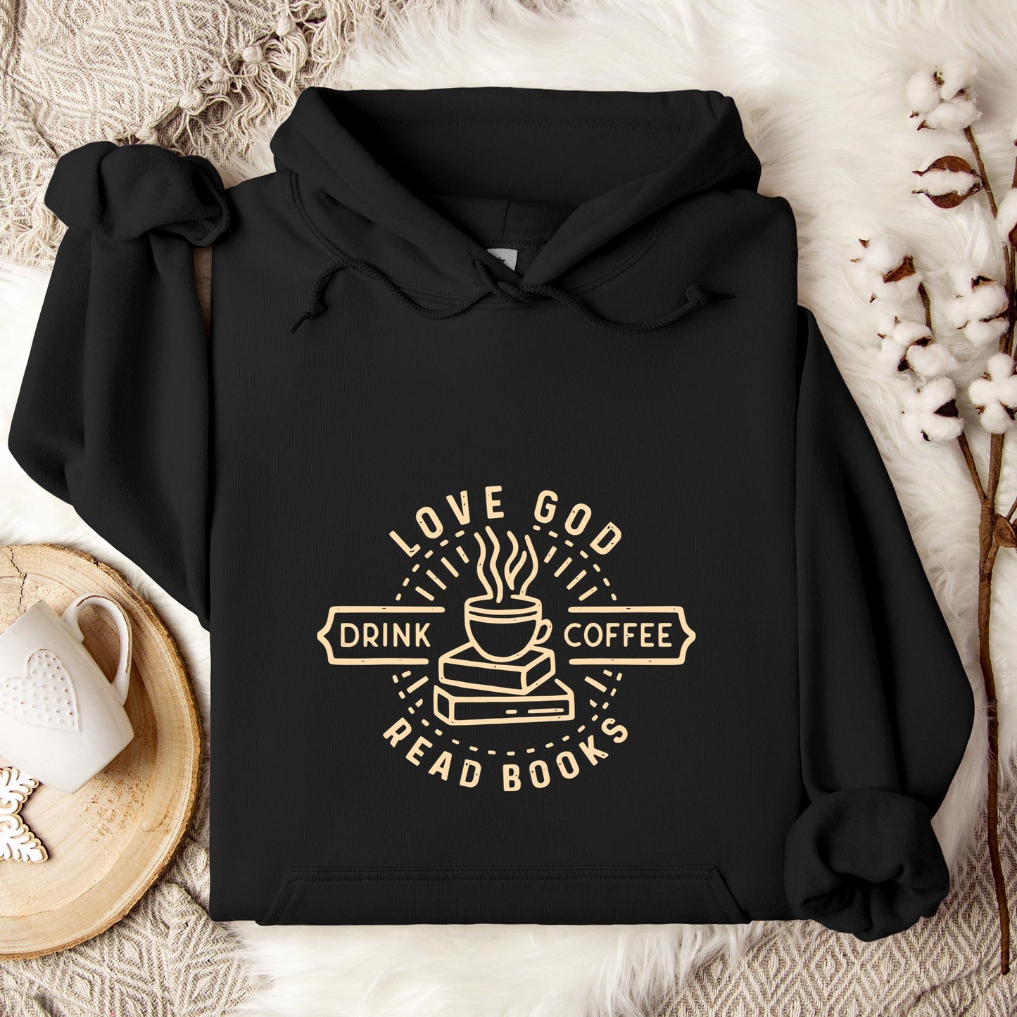 Love God Drink Coffee Read Books Hoodie