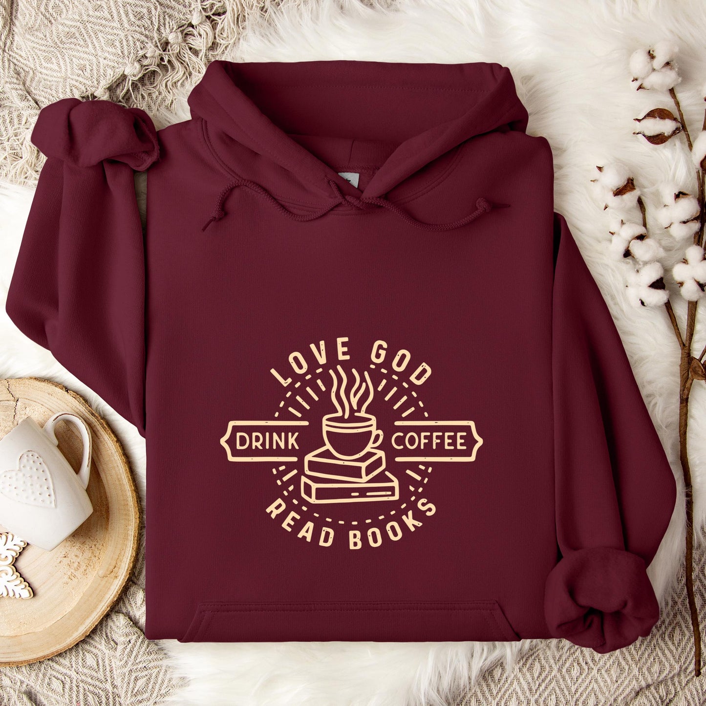 Love God Drink Coffee Read Books Hoodie