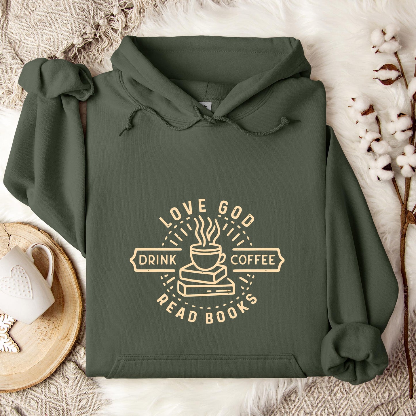 Love God Drink Coffee Read Books Hoodie