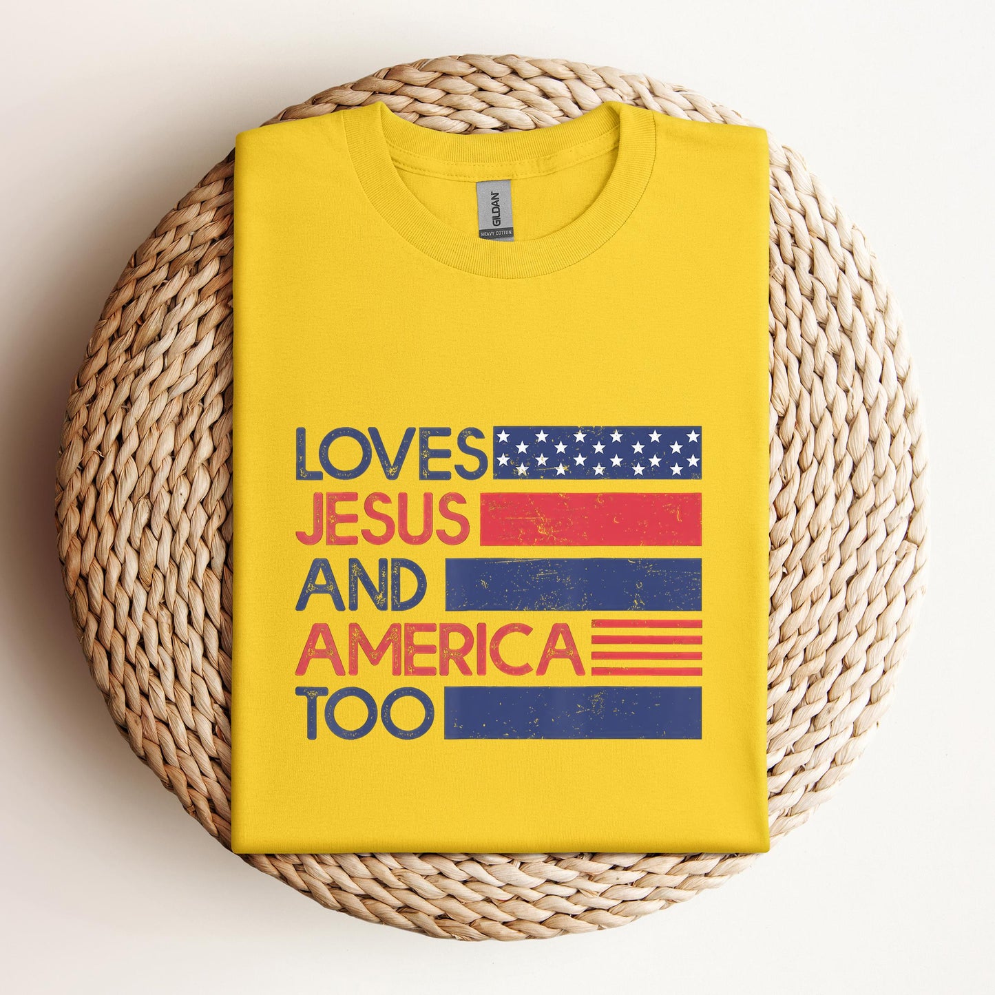Loves Jesus & America Too American Patriotic 4th Of July