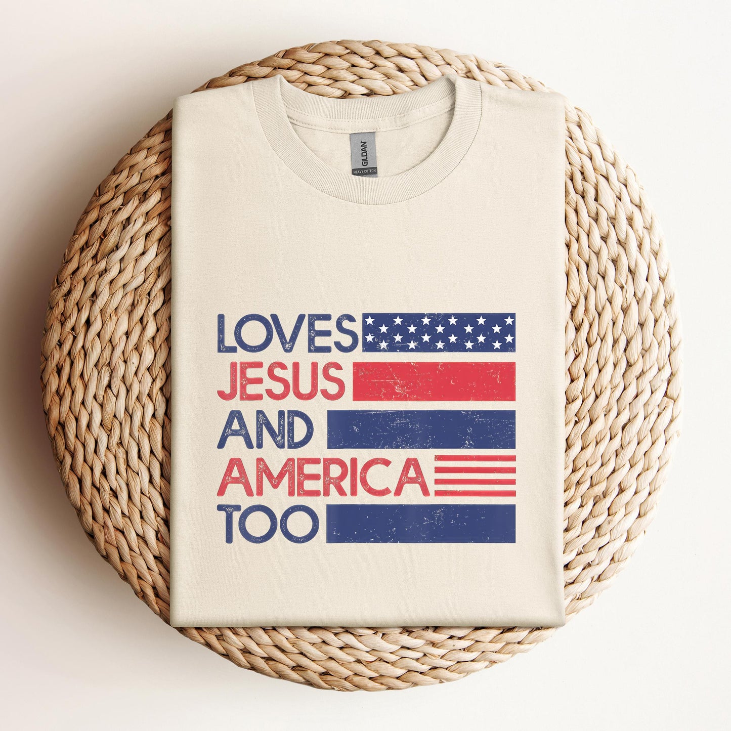 Loves Jesus & America Too American Patriotic 4th Of July
