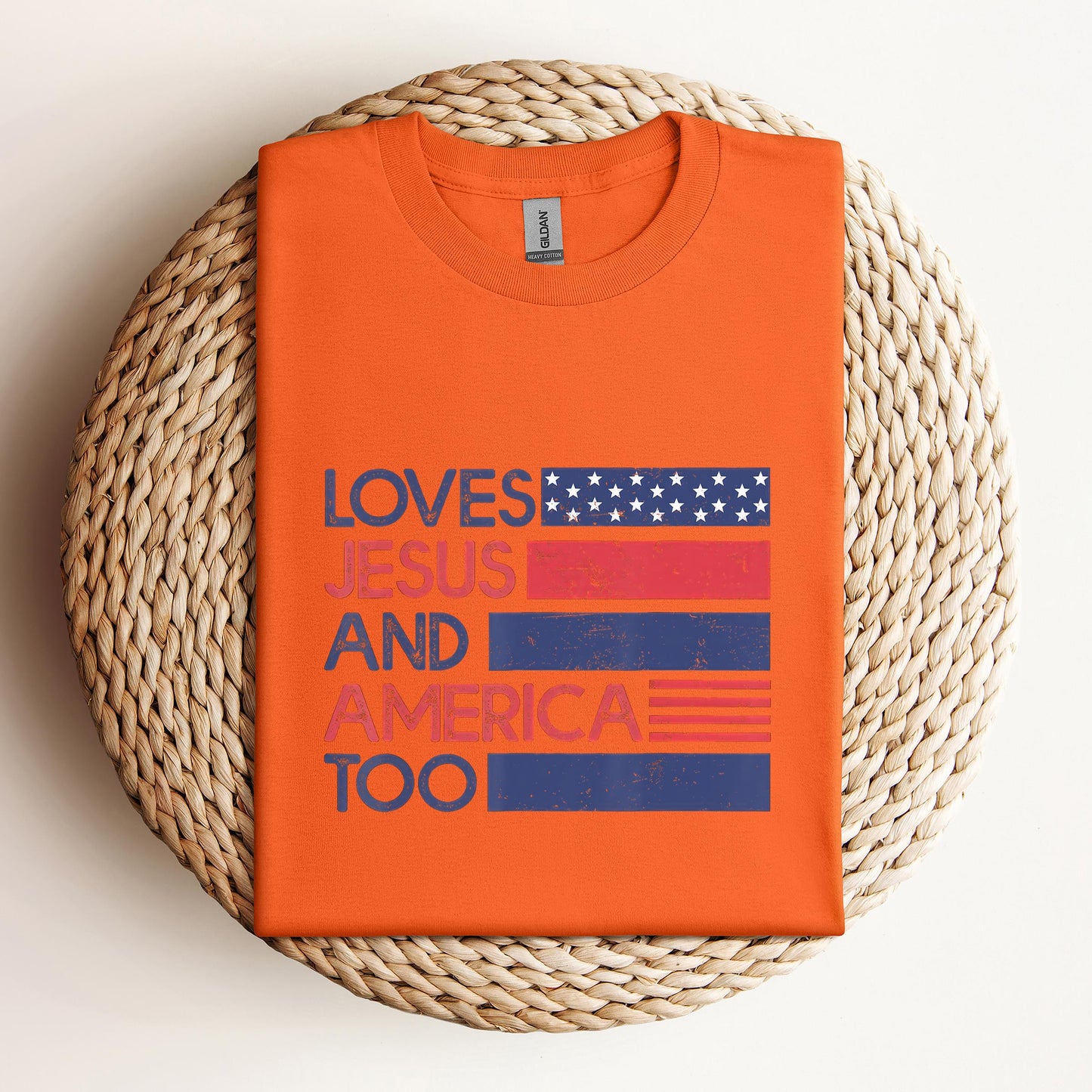 Loves Jesus & America Too American Patriotic 4th Of July
