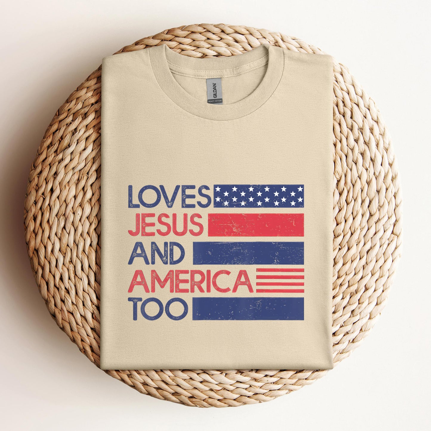 Loves Jesus & America Too American Patriotic 4th Of July
