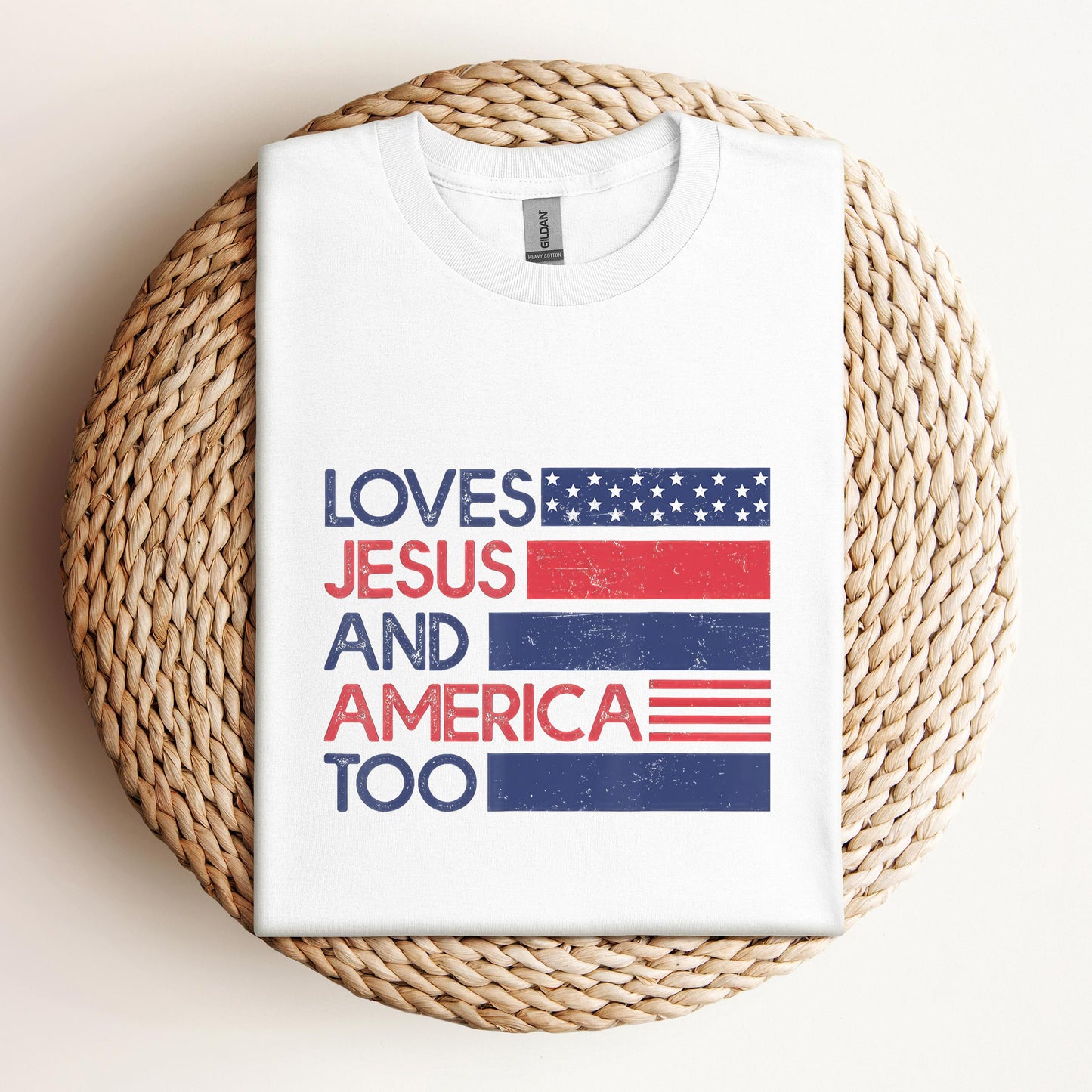 Loves Jesus & America Too American Patriotic 4th Of July