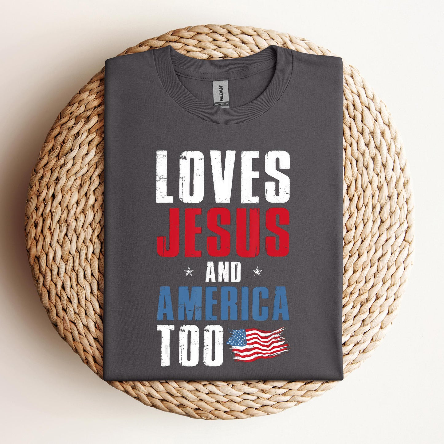 Loves Jesus and America Too 4th Of July Patriotic 1