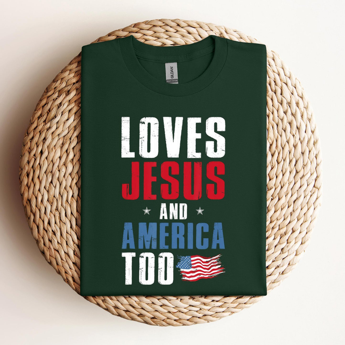 Loves Jesus and America Too 4th Of July Patriotic 1